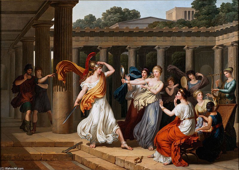 Ulises reconoce a Aquiles entre las hijas de Licomedes, Louis Gauffier, 1791, Roma, óleo sobre tela.